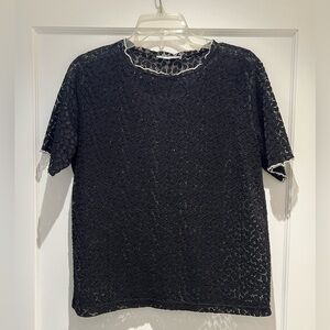 ZARA TRAFALUC Lace Short Sleeve Blouse